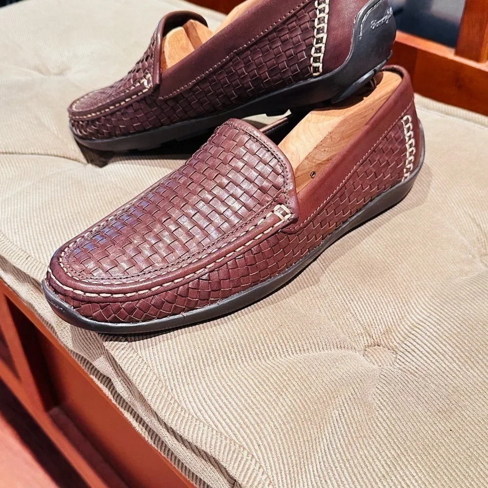 Tommy Bahama Orson Venetian Woven Leather Drivers.